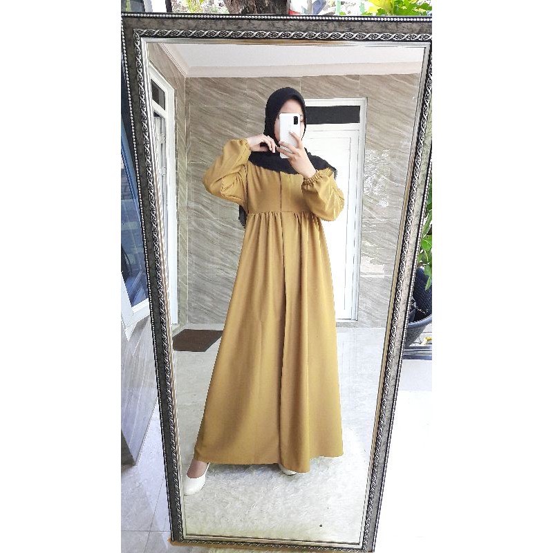 [Promo Flash sale] Gamis Babydol basic polos Ity crepe mewah Seri 1 size S-M-L-XL-XXXL By Delanijab-Basic Olive