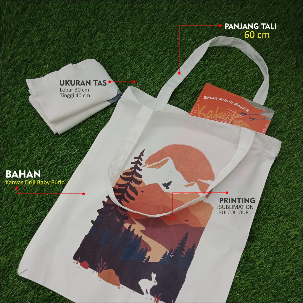 Totebag Aesthetic Tote Bag Kanvas Putih Estetik Tas Totebag Wanita Seri 161-165