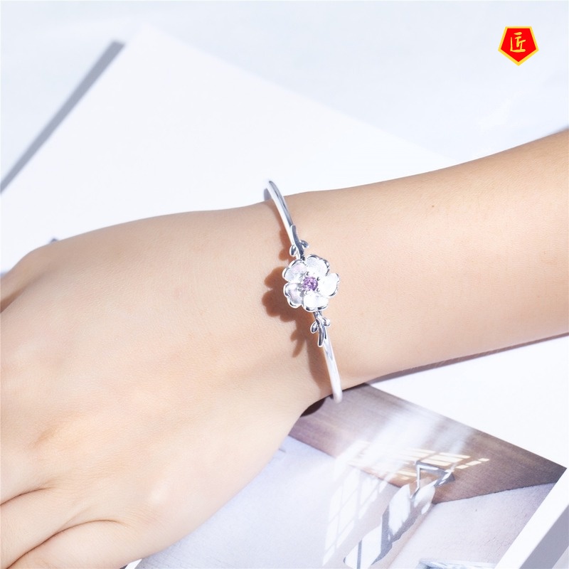 [Ready Stock]Fashion Sweet Purple Diamond Flower Bracelet for Women