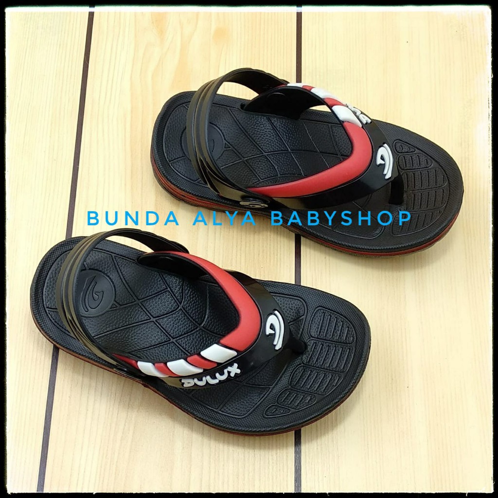 Sendal Anak Laki Jepit Usia 6 - 12 Bulan Karet HITAM Elastis - Sepatu Sandal Jepit Anak Cowok Size 20-21