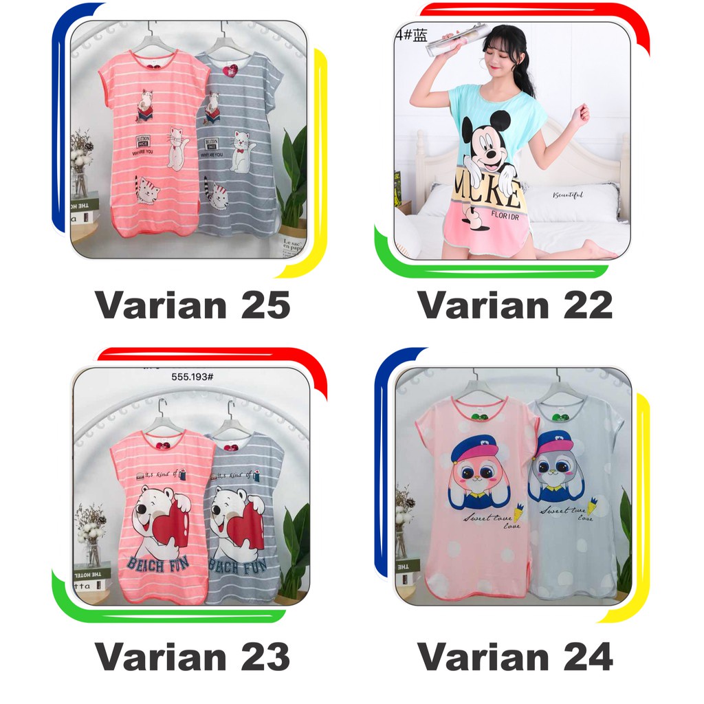 𝐄𝐁𝐒 ✅ PW061 Part 2 Baju Tidur Wanita Piyama Motif Kartun Lucu Pakaian Wanita Daster Variasi Import