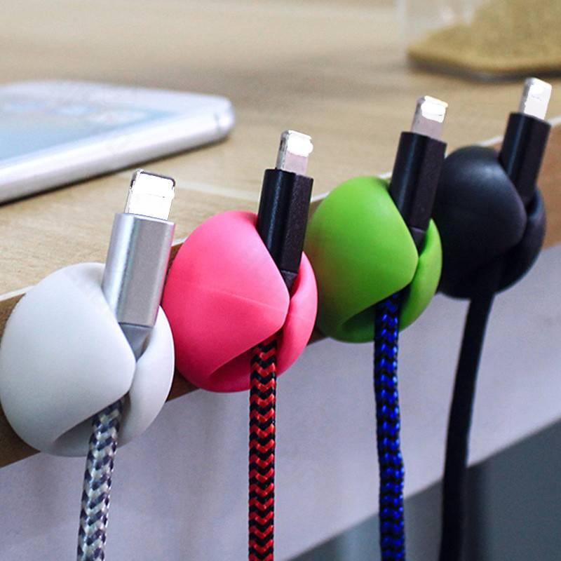 1Pcs USB Cable Organizer Wire Winder Earphone Holder Cord Clip Office Desktop Phone Cables Silicone Tie Fixer Wire Management