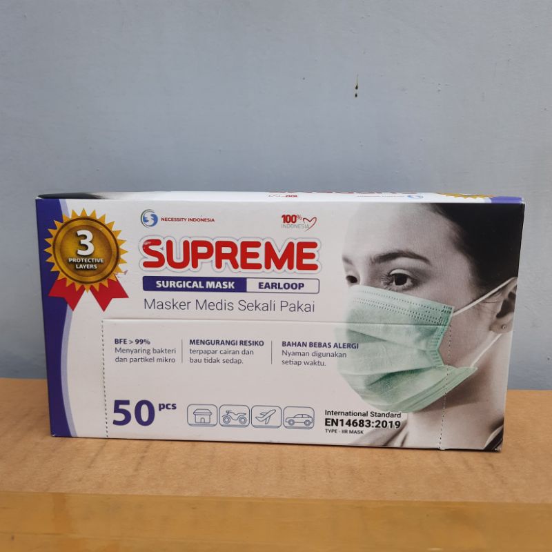Masker medis surgical 3 ply earloop Supreme premium