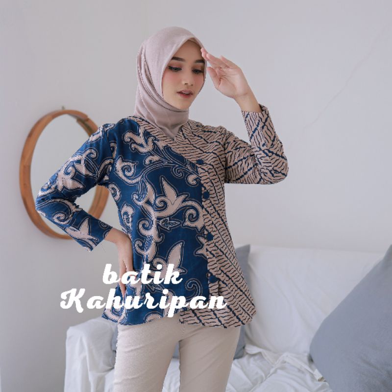 Atasan Batik Wanita Lengan Panjang Batik Kerja Kantor Motif Kangkung by Batik Kahuripan