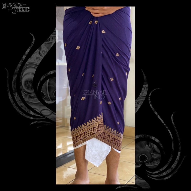 Saput katun ungu list marun songket bordir