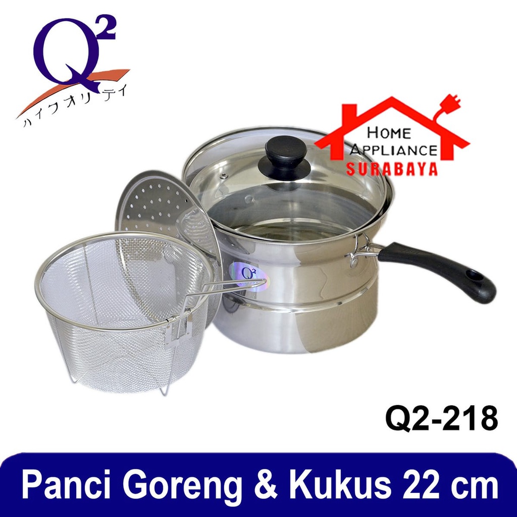 Deep Fryer Pan 22 CM Multifungsi 3 IN 1 - Panci Kukus Goreng Rebus Serbaguna - Panci Korea Q2 218