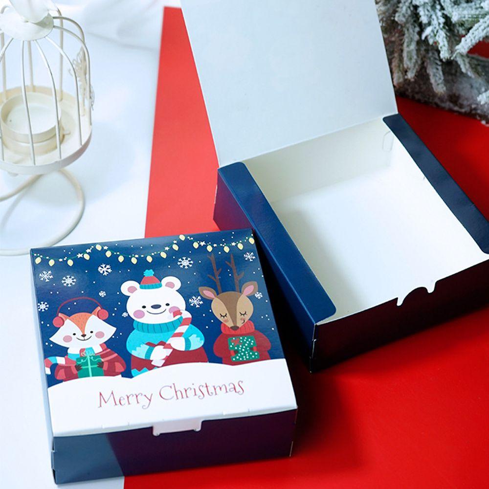 Solighter1/3/5pcs Kotak Hadiah Natal Untuk Teman Cookie Box Rusa Merry Christmas