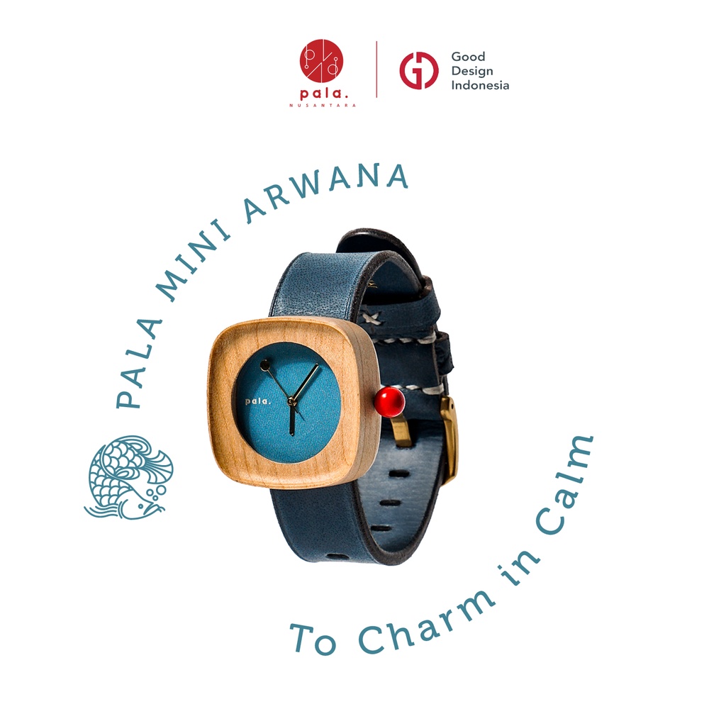 PALA Nusantara ARWANA MINI JAM TANGAN KAYU DAN KULIT ASLI FASHION Wanita Pria Unisex