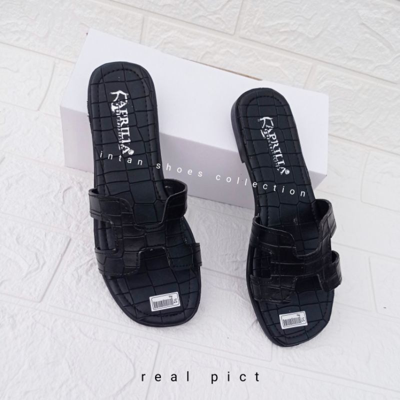 sandal teplek wanita kekinian/sendal selop wanita remaja terbaru bahan croco ermes/sandal rumah/cod