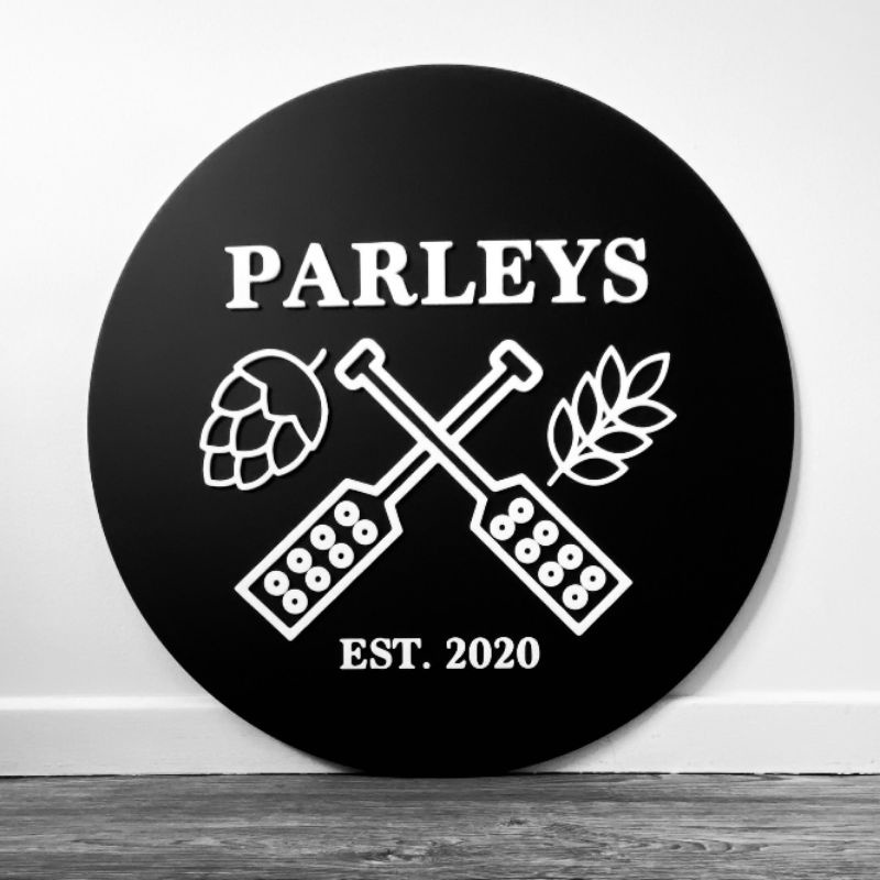 Papan Nama toko Bulat/Logo sign akrilik custom tanpa lampu
