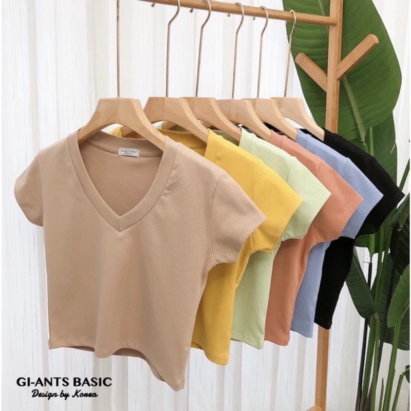 GSC -Desy Atasan Crop V-Neck Dessy /  Kaos Crop wanita