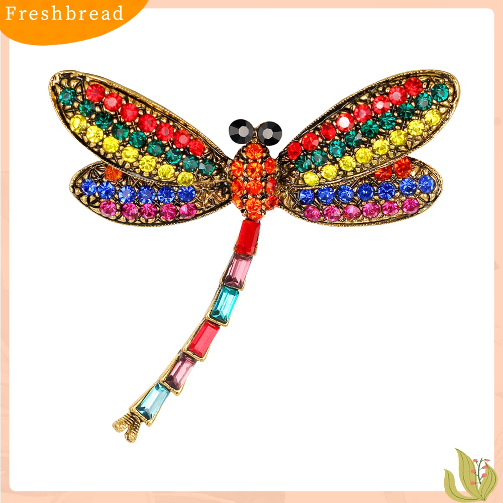 [ TERLARIS]Women Vintage Multicolor Rhinestone Dragonfly Insect Scarf Accessory Brooch Pin