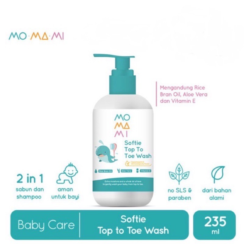 Momami Softie Top to Toe Wash 235ml - Sabun Shampo Bayi 235ml 2in1