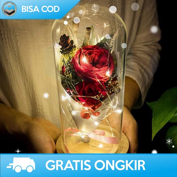 LAMPU TIDUR DEKORASI BUNGA MAWAR LED ACEVIVI BEAUTY ANG THE BEAST ORI