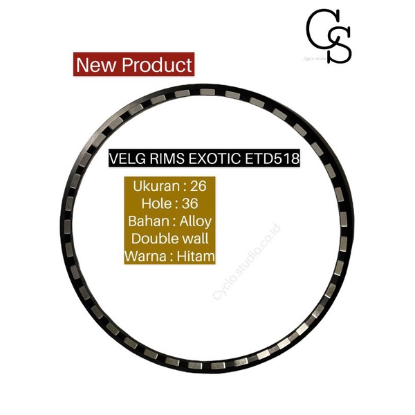 Velg Rims Sepeda 26 EXOTIC ETD518 Hole 36 Double Wall Alloy