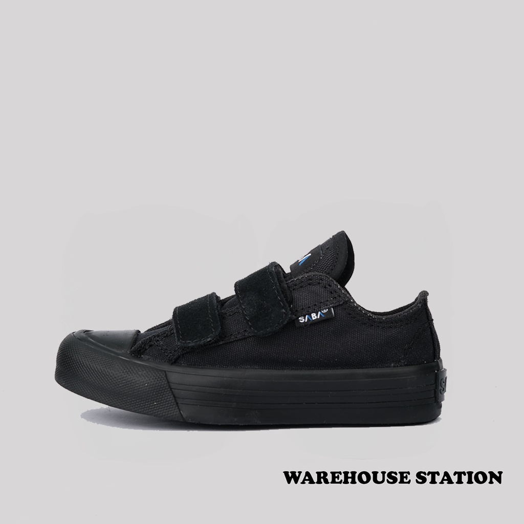SABA Velcro Low All Black KIDS - Sepatu Sneakers Anak