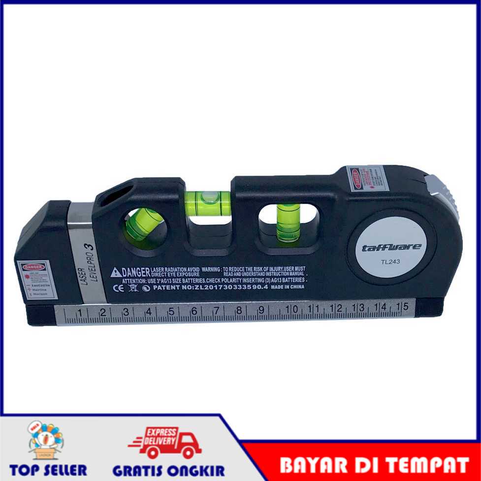 

Taffware LEVELPRO3 Penggaris Laser Horizontal 250CM + Waterpass COD Surabaya