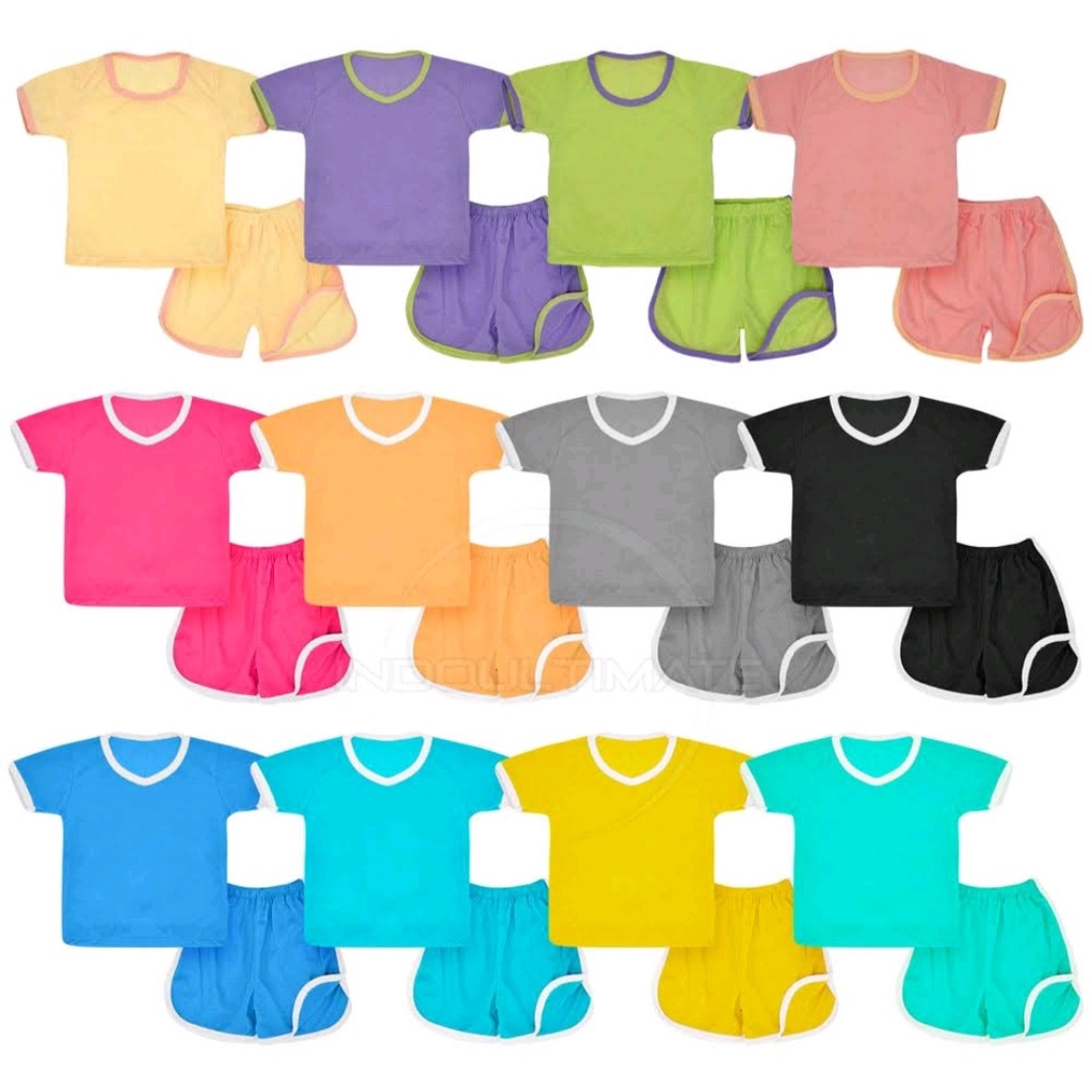 Setelan Baju Bayi Anak Balita ( S, M, L, XL) Baju Anak Bayi Kaos Balita Polos Unisex Setelan Gemes Baju Bayi Balita Baju Lengan Pendek dan Celana Pendek