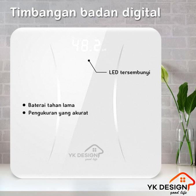 Best Seller Yk Design Yk -169 Timbangan Berat Badan Mini Digital Body 180 Kg - Putih