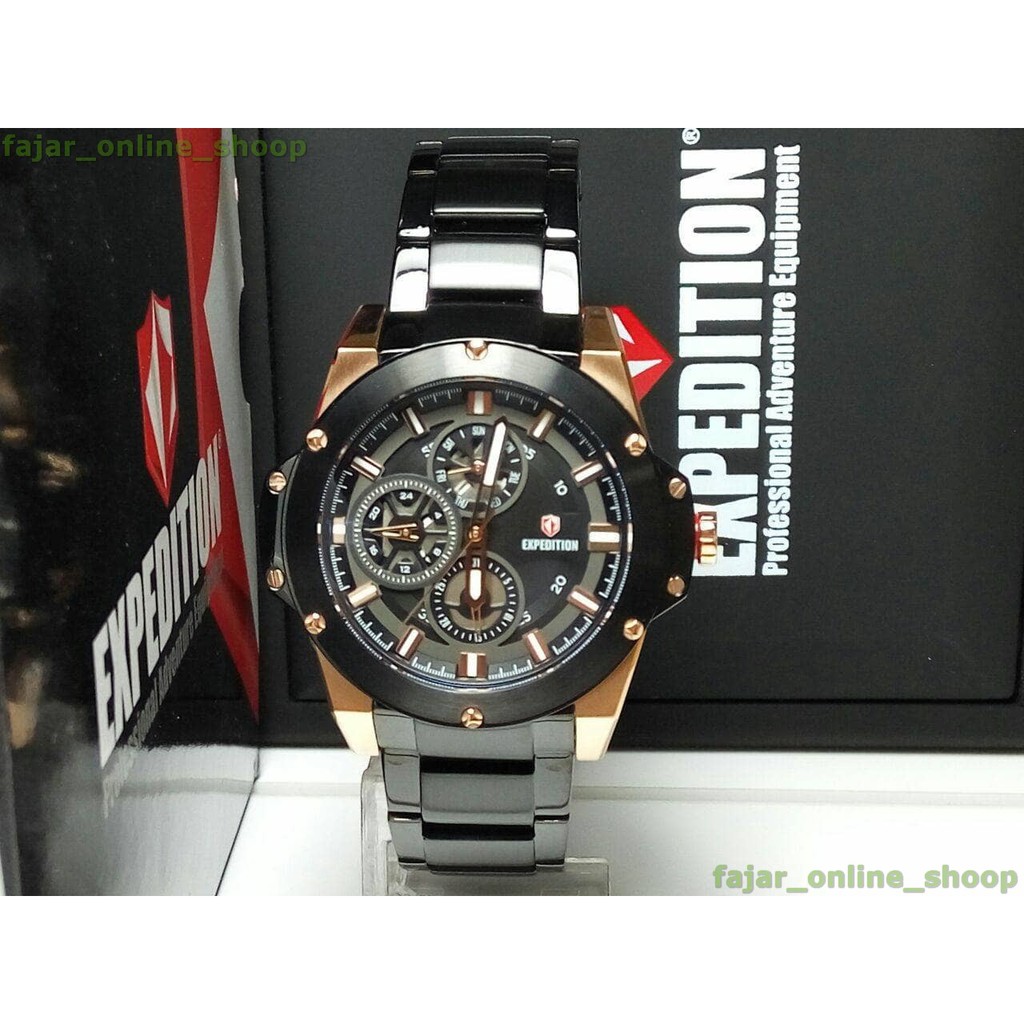 Jam Expedition E 6696B Black Rose Gold Original