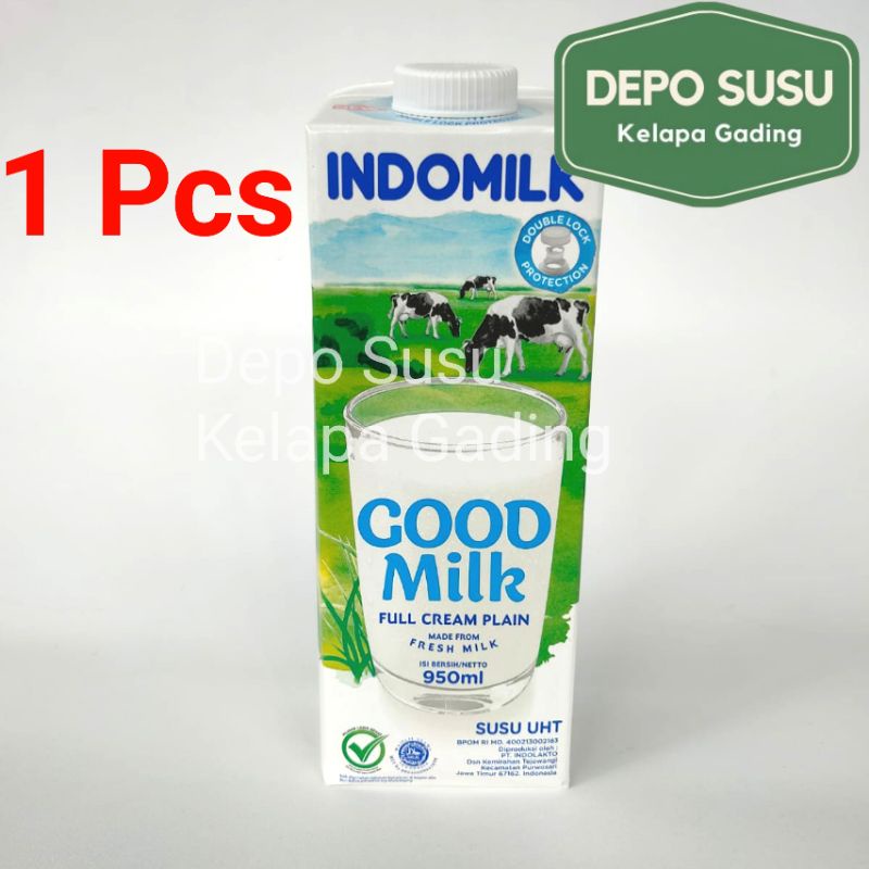 indomilk Susu UHT (12X950ml) Full Cream Plain | Indo Milk