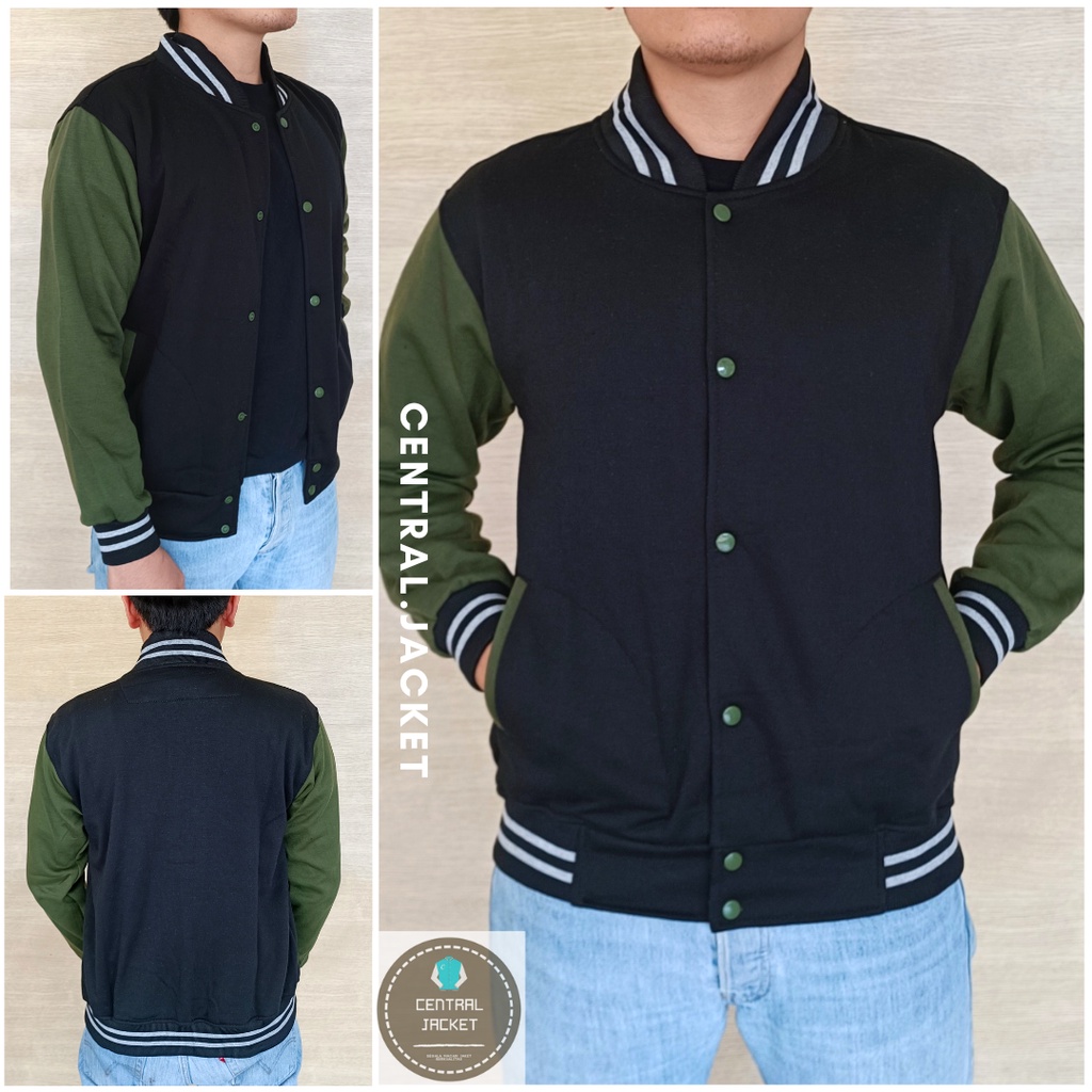 Jacket Varsity Baseball Pria - Baseball Fleece Casual Pria - Jacket Model Polos - Fashion Anak Muda