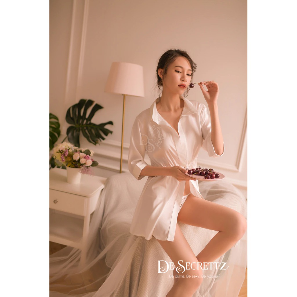 DeSecrettz FREYA Baju Tidur Wanita Dewasa Sexy Model Kemeja Dress, Includes G String