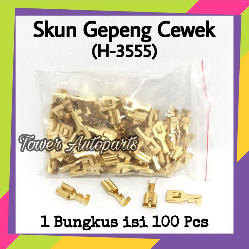 (Paket Murah 100pcs) Terminal Skun Gepeng Cewek / Cewe / Female / Perempuan H-3555