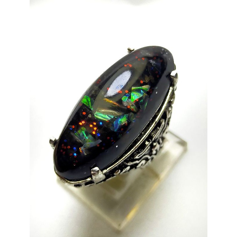 batu cincin black oval kalimaya papua