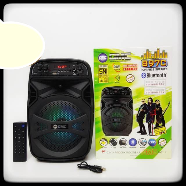GMC 897C Portable speaker bluetooth + Microphone free bubble warp