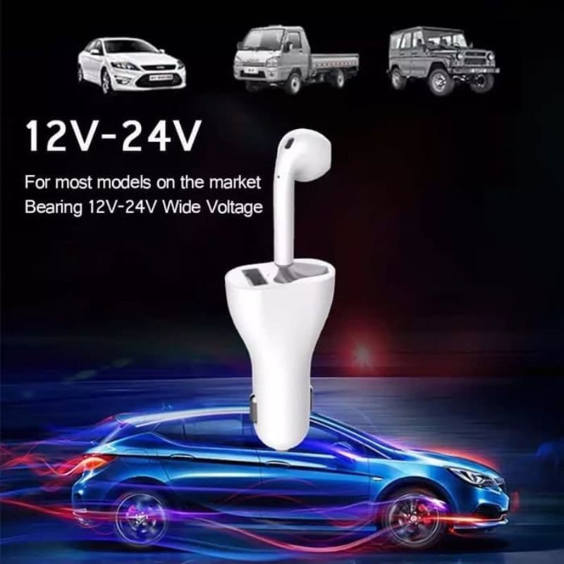 Laristerus79 ⭐⭐⭐⭐⭐ CAR CHARGER EARPHONE 2IN1 vehicle headseat bluetooth wireless mobil