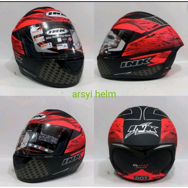 HELM INK CL MAX SERI 7 BLAK DOFF/RED ORIGINAL