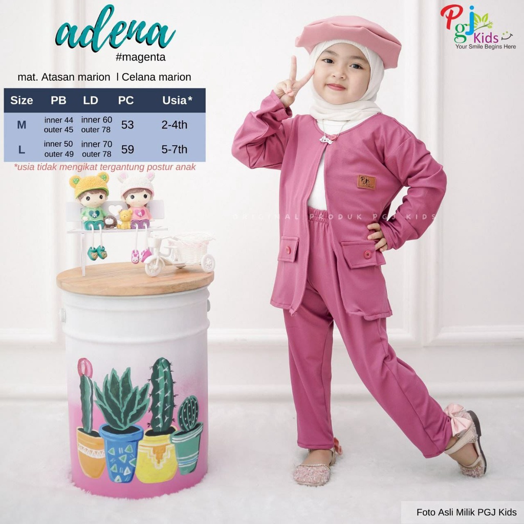 setelan anak perempuan 2-7 tahun mat lemon skin ori pgj | adena venya set-adena magenta