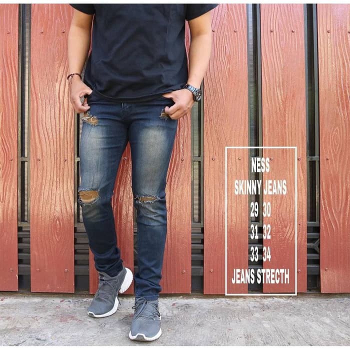 Celana Jeans Denim Panjang Cutbray Cowok/Pria/Cowo Murah | Celana FL243  Jeans Sobek Thinbrown / J