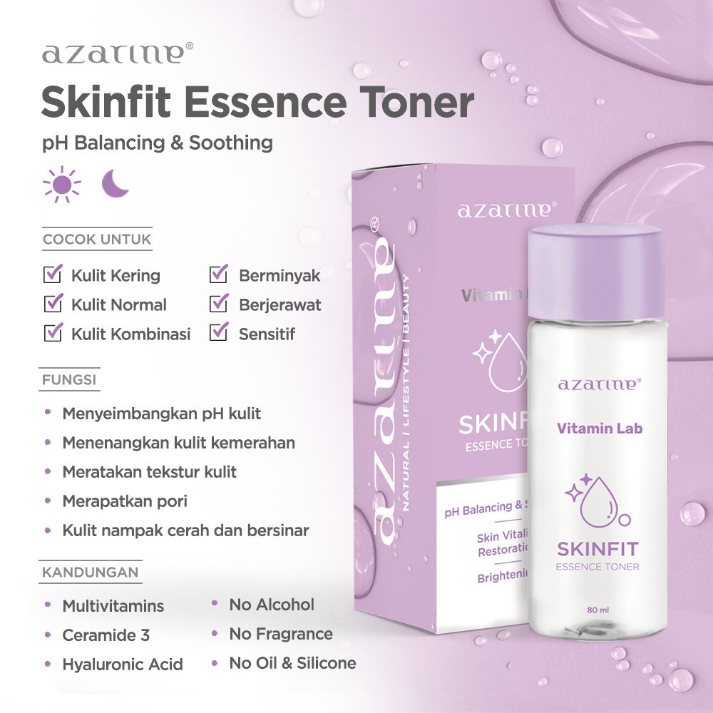 Azarine Vitamin Lab Series - Skinfit Essence Toner/CBD Hydraoxidant Ampoule /Magic Colour Lip Serum Halal Original BPOM