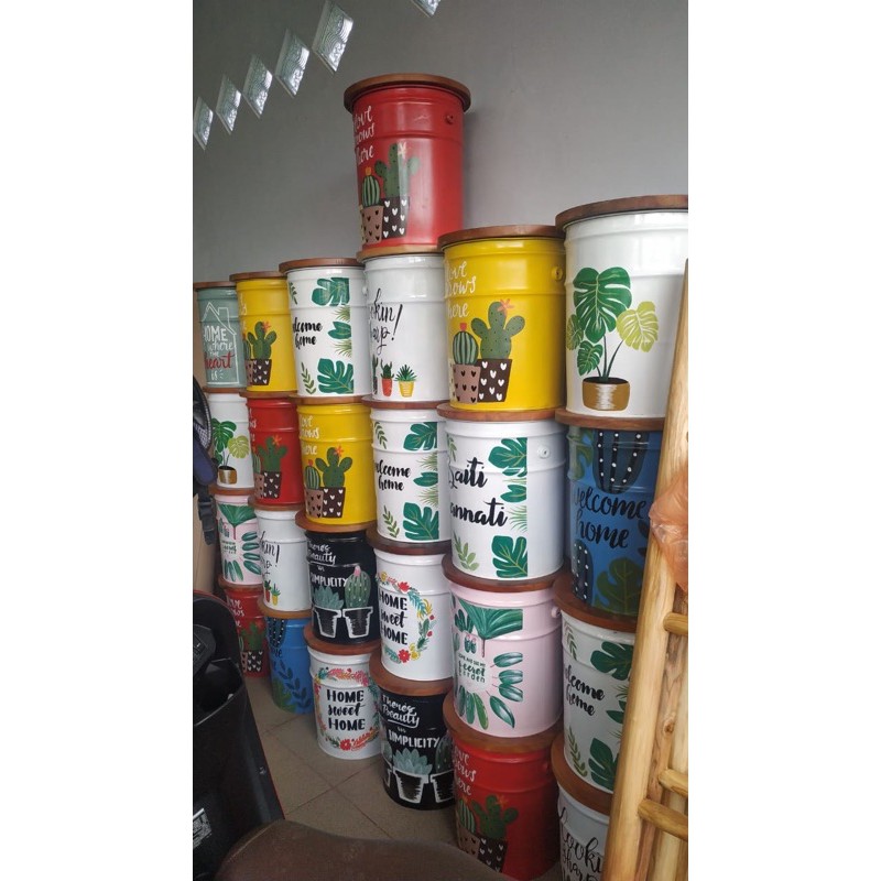 stool tong lukis kayu jati FREE ONGKIR JABODETABEK
