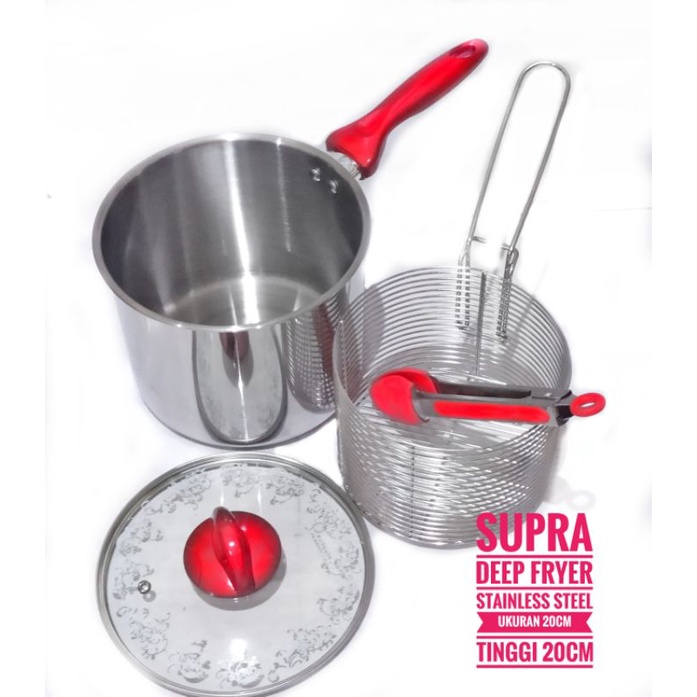 Deep Fryer 20Cm Panci Serbaguna Stainless Steel Bisa untuk Goreng Maupun Rebus