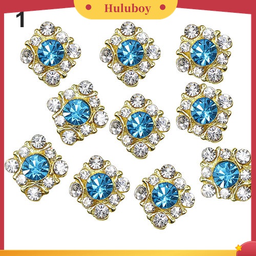 Huluboy Huluboy♡ 10pcs Stiker Kristal Berlian Imitasi Bahan Alloy Untuk Dekorasi Manicure DIY