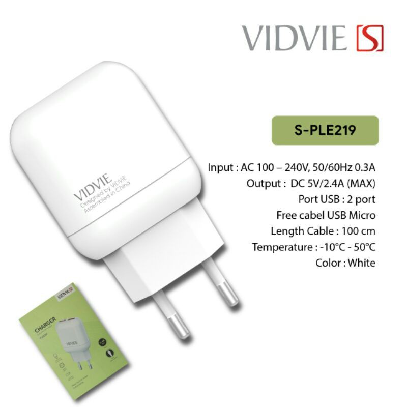 TRAVEL ADAPTER VIDVIE S-PLE219 PLUS CABLE