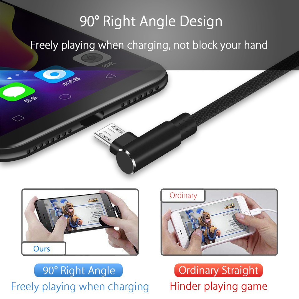 Kabel Charger Micro Usb Tipe C Model Siku Ganda Untuk Iphone Samsung Huawei Ipad