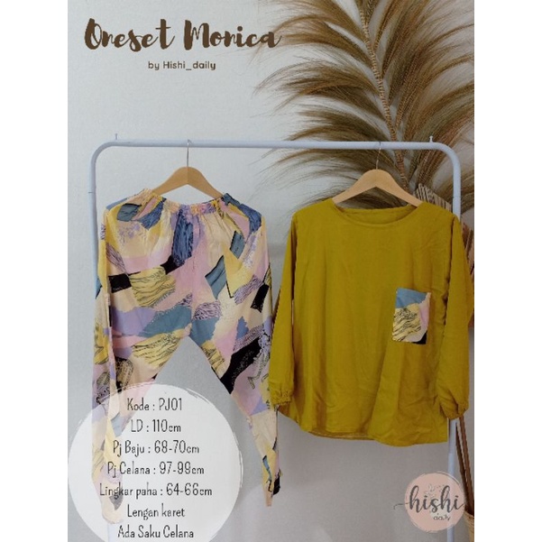 ONESET PANJANG MONICA RAYON VISCOSE BAJU TIDUR PIYAMA LUCU BY Hishi_daily