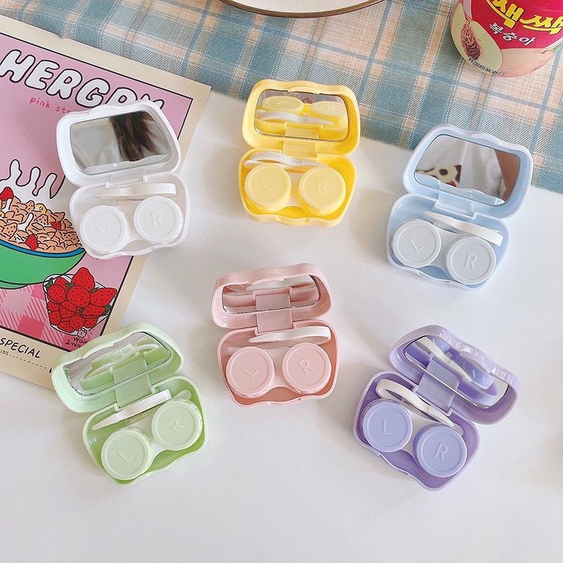 Softlens Case With Mirror Tempat Kontak Lensa Dengan Cermin Karakter Lucu BECCA / CLAUDIA MINI SOFTLENS BOX TRAVEL KIT/ KOTAK TEMPAT PENYIMPANAN SOFTLENS PREMIUM LUCU KARAKTER