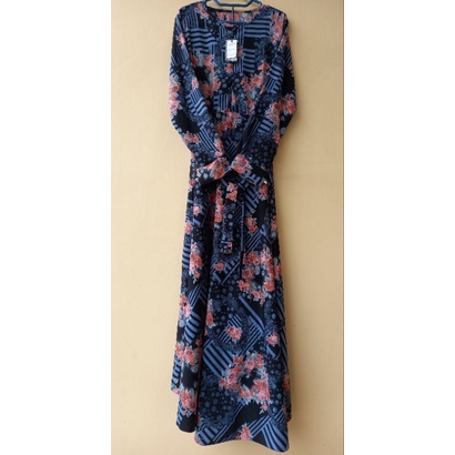 LD 105 Gamis Mayung Monalisa Navy Biru Hijau Kuning