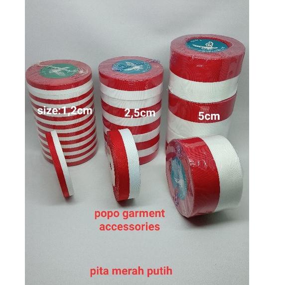 

[KODE BARANG XB97Q] pita merah putih 1inchi ( 2.5cm ) -/+25 yard