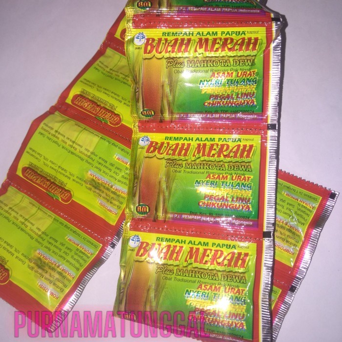 HMP herbal buah merah papua kapsul plus mahkota dewa 10 saset asam urat ORIGINAL