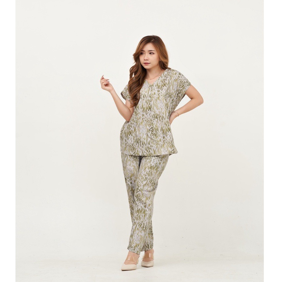 IZANY Piyama One set  Korean allsize Celana Panjang / Set Cel / Daily Set-KOREAN TOURLES GREEN