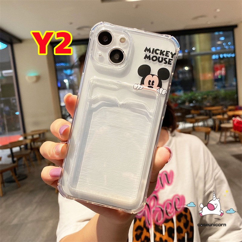 Soft Case Bahan Tpu Dengan Slot Kartu Tahan Banting Motif Mickey Minnie Untuk iPhone 7 8 6 6s 14 Plus 11 12 13 14 Pro MAX XR X XS MAX SE 2020