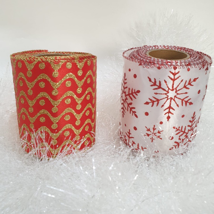 

Pita Natal Kawat 10cm Kain Ornamen Pohon Natal Merry Christmas PREMIUM