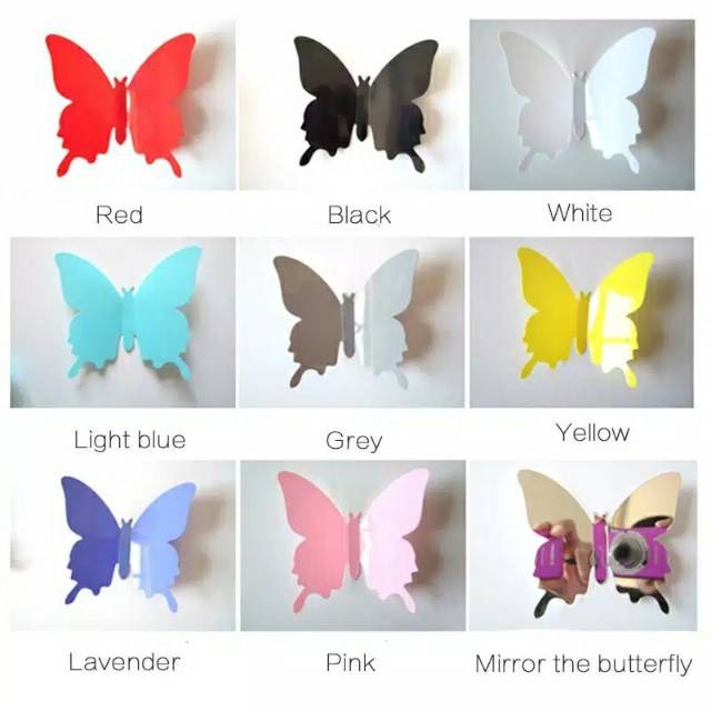 CC (DK07) Termurah 3D WALL STICKER BUTTERFLY / isi 12pcs stiker kupu kupu 3D kualitas import