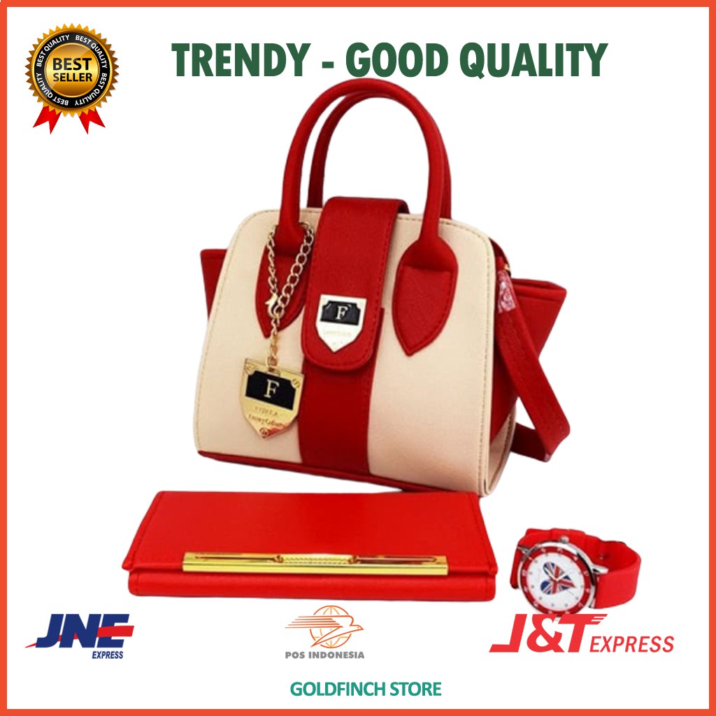 PROMO  3in1 tas paket murah termurah handbag Lethear 3 in 1 pin E2O9 Tas Wanita Batam murah Branded